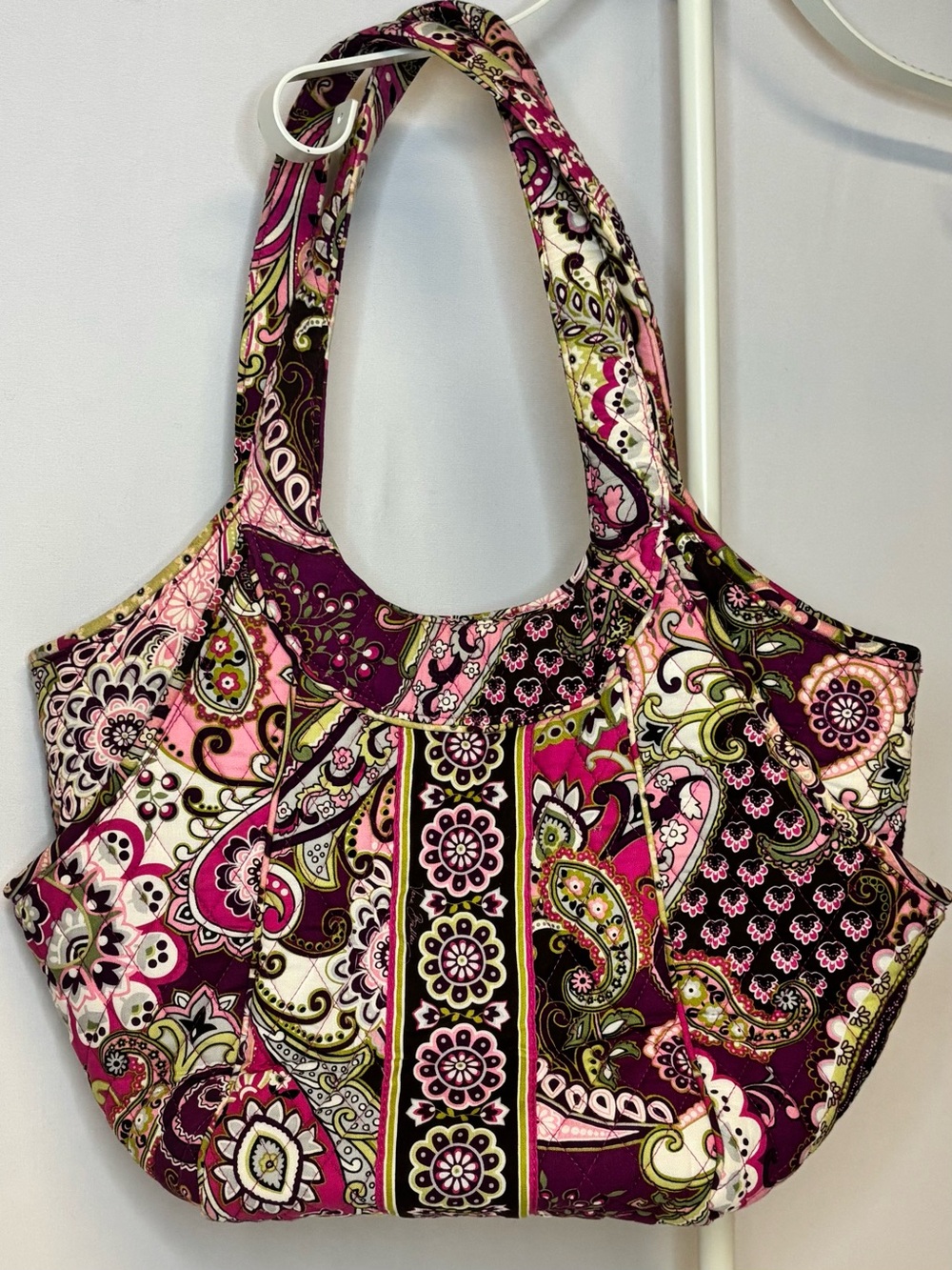 Vera Bradley Very Berry Paisley Side By Side Tote Bag Quilted Floral Purse Boho
